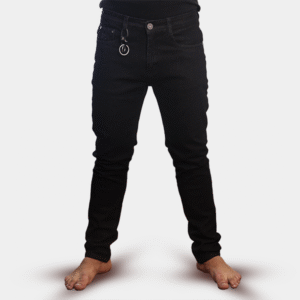 Men’s Slim Fit Black Denim Jeans with Keychain Detail G17