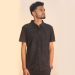 Men's Black Pinstripe Short-Sleeve Shirt G5