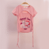 Pink Kid's Top with Cute Kitten Print K2