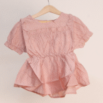 Girl's Cute Polka Dot T-shirt with Puff Sleeves K18