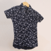 Kid's Navy Leaf- printed Shirt K16