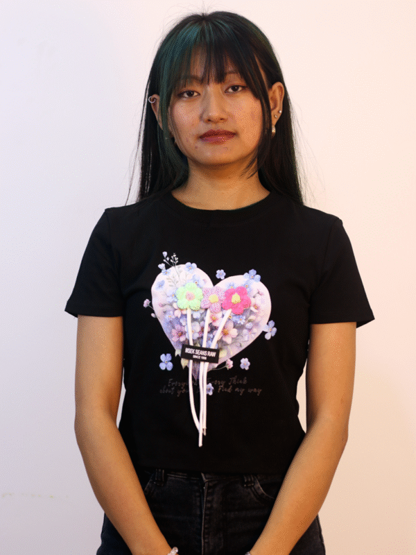 3D Flower Print T-shirt for Girls L4