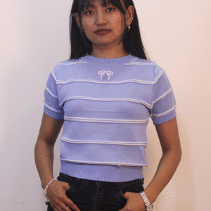 Bow Top with Stripes- Blue L8