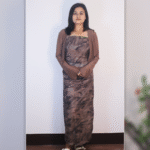 Maxi Dress with Shrug in Brown L31