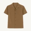 Casual Cedar Brown Collar Linen Shirt for Men GC37