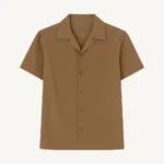 Casual Cedar Brown Collar Linen Shirt for Men GC37